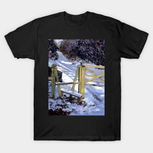 Snowy footpath painting in gouache T-Shirt